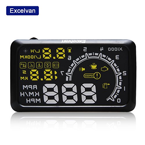 Excelvan W02 Car HUD Universal Car Interface Fuel icon Head-Up Display LCD for universal OBD II and EOBD interface