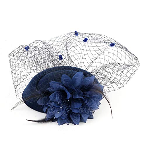 Transser Fascinators Hats Pillbox Hat Cocktail Tea Party Headwear with Veil for Girls and Women