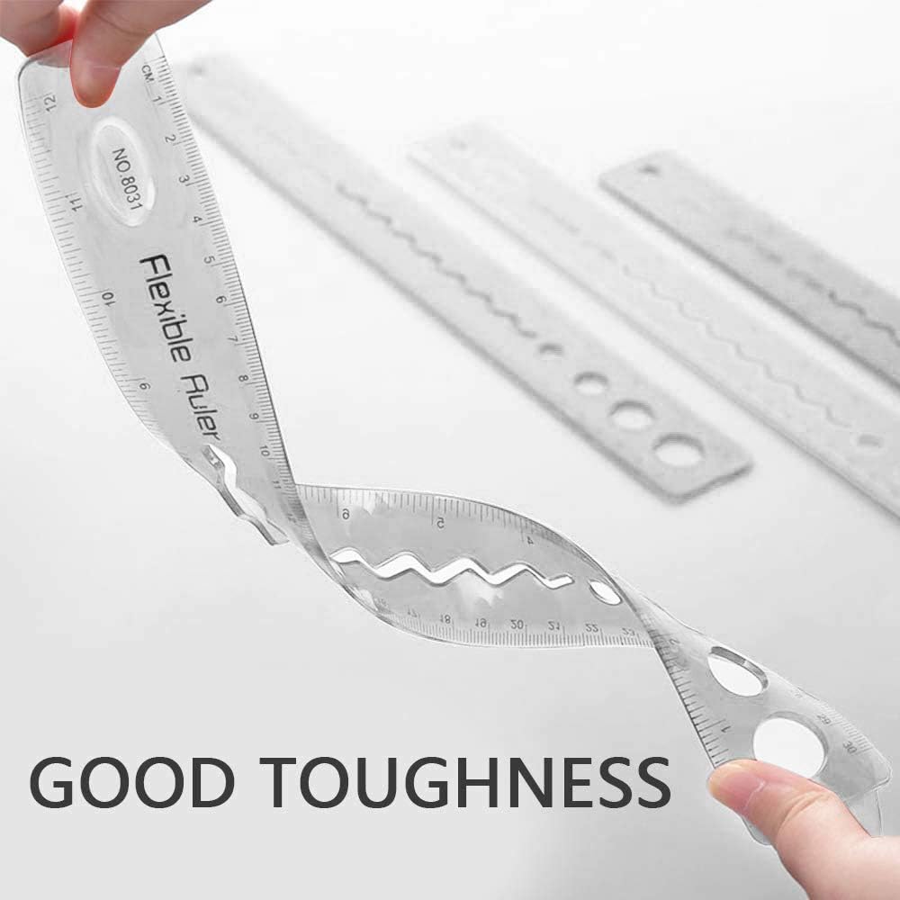 20CM/8inch Unbreakable Clear Rulers Shatter Resistent Bendable Flexible ...