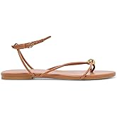 XBKXMK Strappy Flat Sandals for Women Comfortable Open Round Toe Sandals Dressy Beach Thong Flip Flop Slides