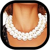 Zoestar Chunky Pearl Choker Necklace Big White Pearl Jewelry Accessories for Women
