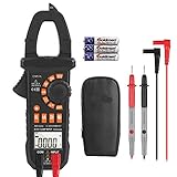 Clamp Meter Amp meter Digital Multimeter 4000 Counts with NCV Auto-Ranging Testing AC/DC Current&Voltage, Continuity Electrical Tester, Diode, Resistance, Capacitance, Frequency- Tacklife CM01A