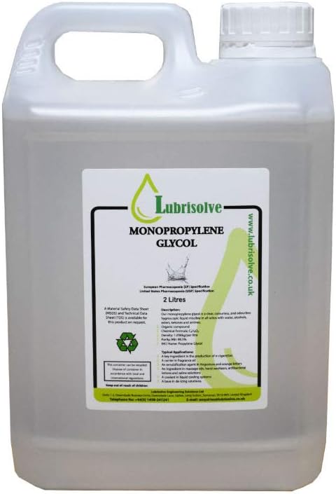 2 litres Monopropylene Glycol (PG) USP/EP GRADE min. 99.5% pure (2 litres), A colourless, viscous, odourless liquid, 2 l (Pack of 1)