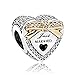 Romántico Amor Wedding Day Charm Just Married Gold Plated Silver Bead for Pandora Bracelets