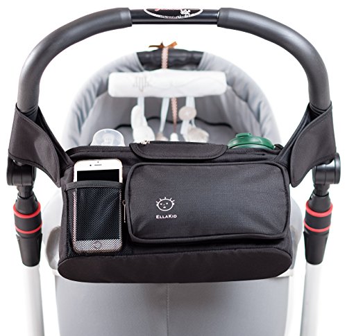 Stroller Organizer with Removable Shoulder Strap, Universal Fit, Premium Quality Diaper Bag & Stroller Cup Holder, Perfect Baby Shower Gift