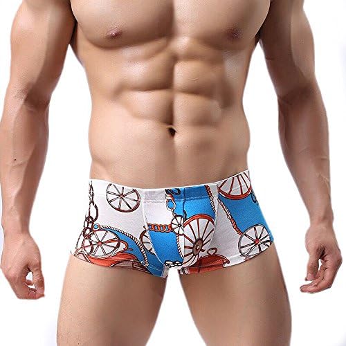 Ykeke Men Boxers Modal Sexy Men Cotton Boxers Shorts Printed Men Underwear Boxers Soft Underpants Cueca Boxers Men st10 (M, Blue)