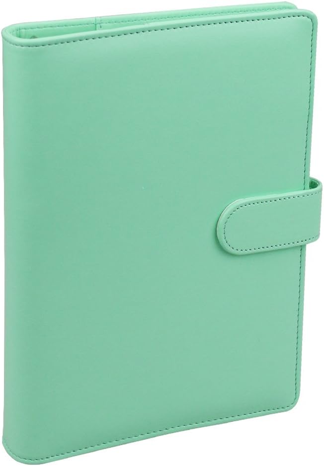 A5 PU Leather Notebook Binder,Refillable 6 Round Ring Binder Cover for A5 Filler Paper,Macaron Notebook Personal Planner Binder with Magnetic Buckle,Robin's Egg Blue