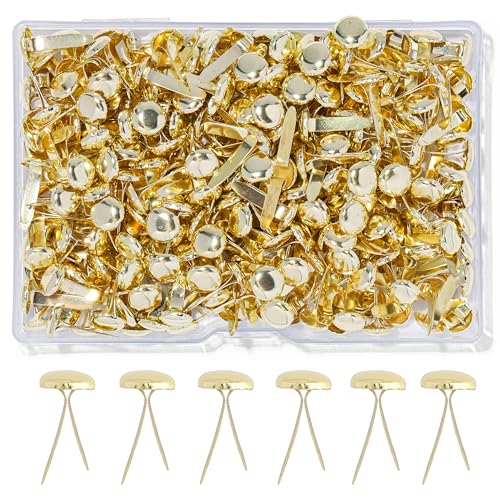 Brass Fasteners,300 Pcs Brads for Paper Crafts,Small Brads Metal Gold Brads for Paper Fasteners Scrapbooking DIY,Handmade Cards School Project Supplies