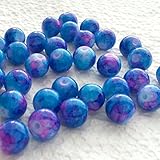 BSI - 50pcs Mix Artistic Designs Lampwork Glass Round Beads 8mm ~ Loose Beads~ (Blue & Pink Stain)