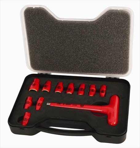 Wiha Tools 31395 0.25 in. T-Handle Insulated Metric Socket Set - 11 Piece