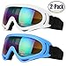Ski Goggles, Pack of 2, Skate Glasses for Kids, Boys & Girls, Men & Women, Youth, with UV 400 Protection, Wind Resistance, Anti-Glare Lenses & Multi Color Frames, made by COOLOO