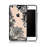 iPhone 7 Plus case,18K_Fashion Case Henna Paisley Mandala Dream Dreamcatcher Flower Hard +Soft TPU Case Thin Case Black Color (Hennaflower-Black)
