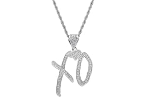 ZENVIB Unise High Hip Hop XO Letter Pendant Necklace For Women Men, Fashion Cubic Zirconia Exaggerate Creative Gift Jewelry