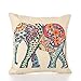 Digoon 3 Pack - 18 x 18 Inch Square Linen Animal Printed Cute Elephant Throw Pillow Case Decorative Cushion Cover Pillowcase Cushion Case for Couch,Sofa,Bed,Chair,Auto Seat (Colorful)