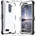 COVRWARE [Iron Tank] case Compatible with ZTE ZMAX PRO/ZTE Carry, with Built-in [Screen Protector] Full-Body Rugged Holster Armor Case [Brushed Metal Texture Design][Belt Clip][Kickstand], White