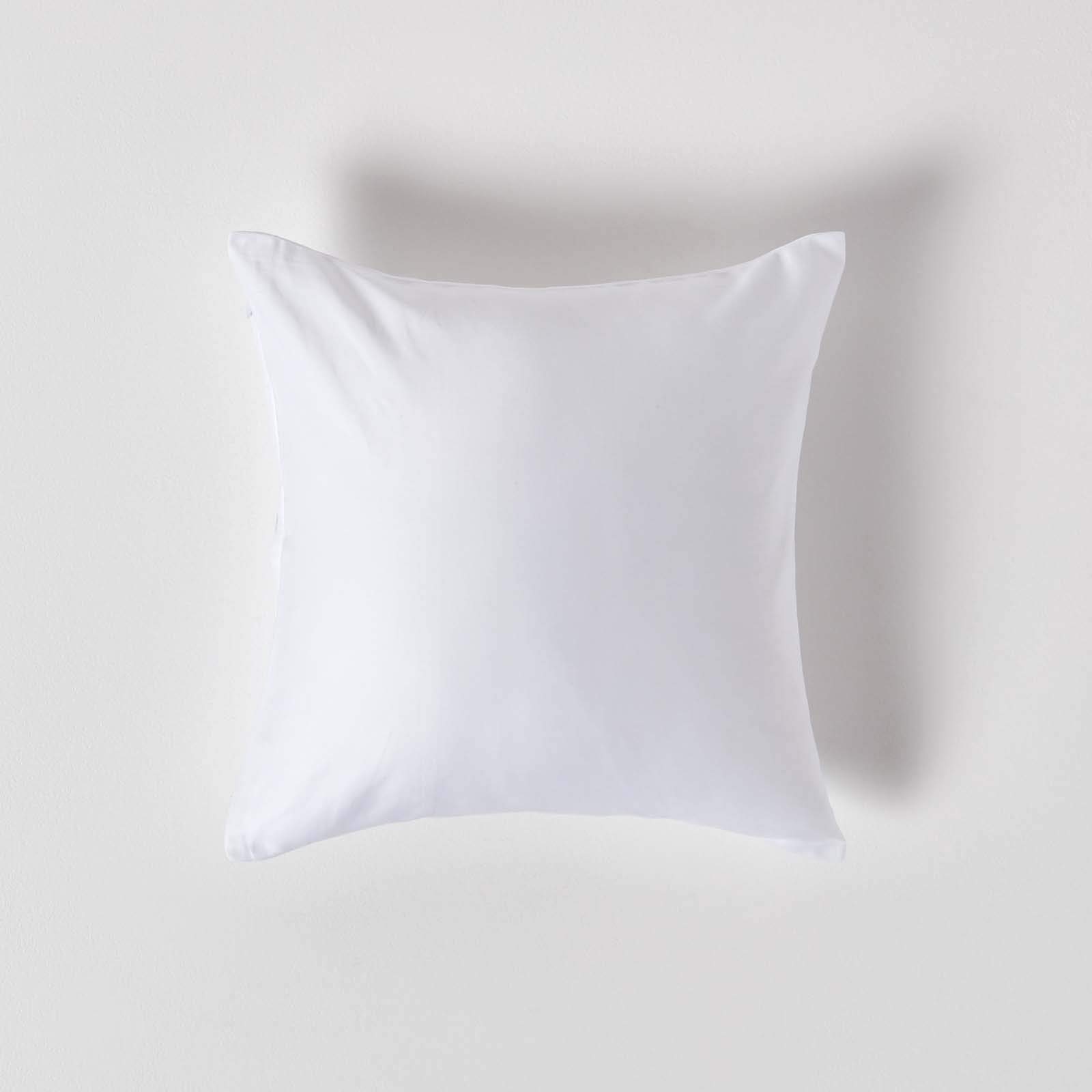 HOMESCAPES White Organic Cotton Euro Size Pillowcase 40 x 40 cm 400TC 600 Thread Count Equivalent Pillow Case with Zip