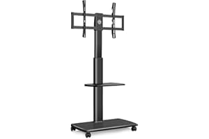 FITUEYES Universal Mobile TV Stand , Rolling TV Cart for 32-70 inch Flat Curved Screen TVs up to 88lbs, Floor TV Stand Trolle