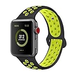 AdMaster for Apple Watch Bands 42mm,Soft Silicone Replacement Wristband for iWatch Apple Watch Series 1/2/3 - S/M Black/Volt
