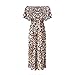 Lesfin Womens Off The Shoulder Lepord Maxi Dress Casual Side Split Beach Party Dresses with Pockets