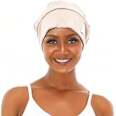 sent hair Women&rsquo;s Cotton Sleep Cap, Satn Lined Bamboo Cotton Bonnet with Adjustable Stretch Band for Sleeping, Hair Wrap for Curly Hair, Braids &amp; Chemo, 1 Pack Light Khaki