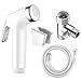 SonTiy Handheld Bidet Sprayer Shattaf Cloth Diaper Sprayer for Toilet Attachment with Adjustable Water Pressure Control Shut-off Brass T- Valve ABS White Chrome