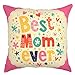 YOUR SMILE Mother's Day Cotton Linen Square Decorative Throw Pillow Case Cushion Cover 18x18 Inch(45CM*45CM) (Best mom Ever)