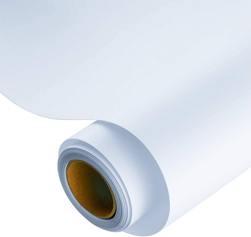 KISSWILLHeat Transfer Vinyl White, 12 Inch by 6 Feet PU Iron on Vinyl Rolls, Easy to Cut & Weed HTV Vinyl for T-Shirts Clothing DIY