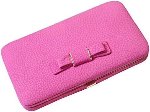 VLCQNHI Women Leather Credit Card Wallets to Organize Your Cash,Passport,Card,and Phone with Removable Wristlet Strap,Zipper Clutch Purse Colorsize Medium mei Red