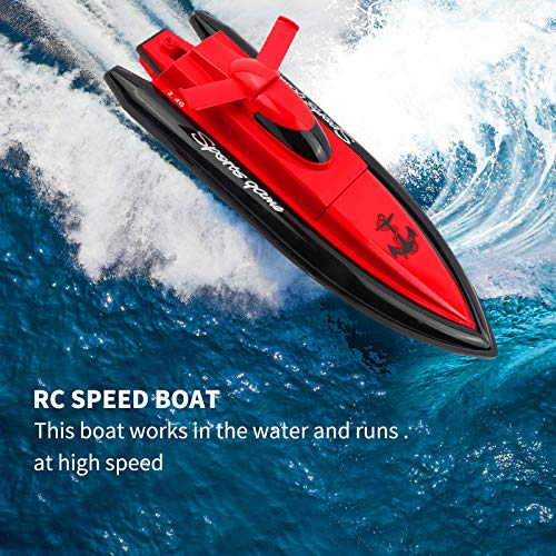 ERollDeep RC Boat Remote Control Boats for Kids,2.4GHz High Speed Remote Control Racing Boat for Pools Lakes Outdoor-Red(Only Works in Water)
