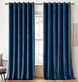 Woaboy Velvet Curtains 90x90 Peacock Blue 2 Panels Eyelet Room Darkening