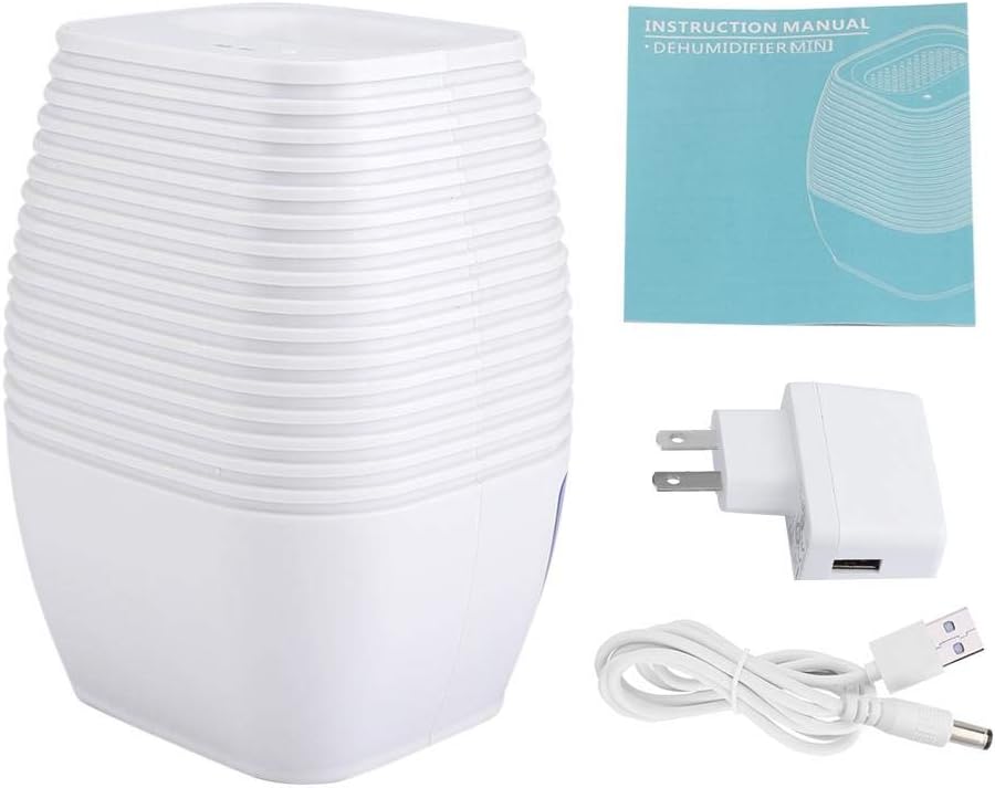 Small Portable Low Noise Dehumidifier, USB Power Off Automatically Wardrobe Closet Dehumidifier Mini Non-Toxic Dryer Quiet Removes Moisture for Bedroom, Bathroom, Wardrobes, Kitchen, Garage(US)