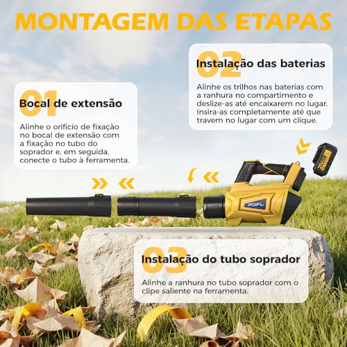 YARUIKE Soprador de Folhas, Soprador de Folhas Elétrico Sem Fio com 2 Baterias e Carregador, 5 Modos de Velocidade, Limpeza de Pátios, Sopradores para Cuidados com o Gramado e Poeira