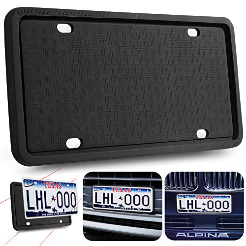 YOOHE License Plate Frame - Silicone License Plate Frame, Black License Plate Frames, License Plate Frame Holder with Rust-Proof, Rattle-Proof, Weather-Proof for Standard U.S. License Plate - Thumbnail 7