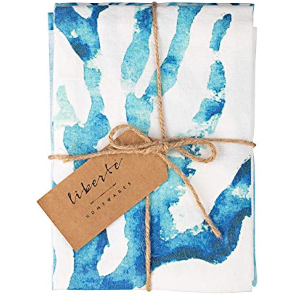 Ocean Beach Theme Kitchen 100 Cotton Dish Towels. Blue Decor Set Of 3