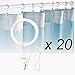 Set of 20 Premium Curtain Rings with Clips White 1.5 Inch Diameter