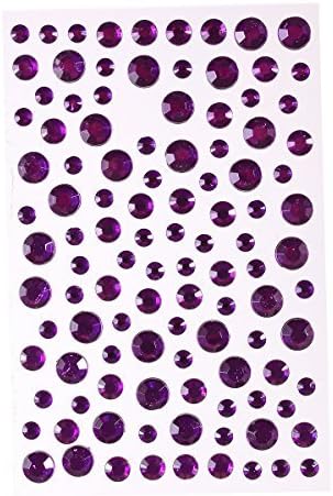 6,8,10mm - Large Self Adhesive DIAMANTE Stick on Rhinestone Gems Sticky Gem Pearls (Purple)