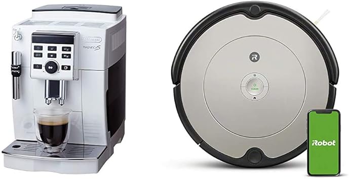 Amazon セット買い セミスタンダードモデル デロンギ Delonghi コンパクト全自動コーヒーメーカー ホワイト マグニフィカs ミルク泡立て手動 Ecam23120wn ルンバ 692 アイロボット ロボット掃除機 Wifi対応 遠隔操作 自動充電 グレー R692060 Alexa対応 最