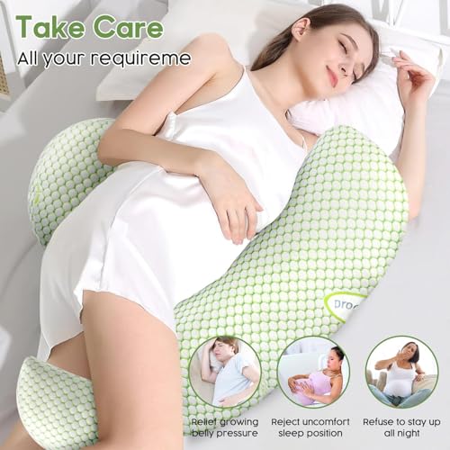 Pregnancy Pillow for Sleeping, Body Pillow for Side Sleeper Adjustable Portable with Removable Washable Cover, Pillow for Pregnant Women Support for Back Hips Legs(Green)