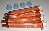 BAXA ExactaMed Oral Liquid Medication Syringe 3cc/3mL 4/PK Amber Medicine Dose Dispenser With Cap Exacta-Med BAXTER Comar Latex Free