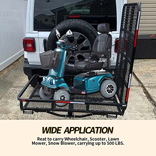 ECOTRIC Hitch Mount Wheelchair Carrier with Mobility Ramp for