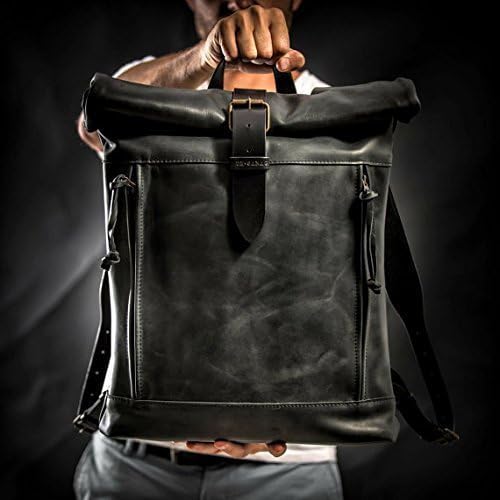 Roll top leather backpack by Kruk Garage Laptop backpack