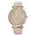 COOKI Women Watches Clearance Prime Ladies Fashion Dress Wrist Quartz Watches with Crystal Leather Band Elegant Casual Analog Classic Business Watches for Women (Gold)