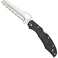 Spyderco Byrd Cara 2 Rescue Lightweight Knife with 3.88" Stainless Steel Sheepfoot Blade & High Performance Black FRN Handle 