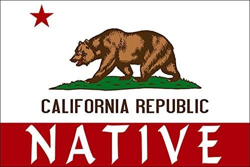 California Flag w/ NATIVE Sticker (bear state local bumper) (1.5"x2.5")