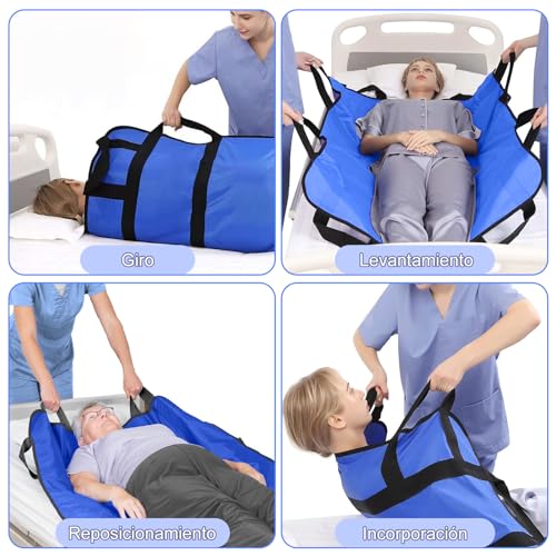 Toketa Manta de Traslado Reutilizable, Colchón de Posicionamiento Impermeable con Ocho Asas Reforzadas, Rotar y Girar al Paciente, lo Que la Hace Muy Adecuada para Cuidar a los Miembros de la Familia