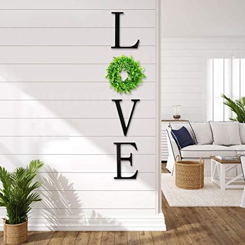 VIEFIN 12inch Picket Love Letters for Wall Decor,Wall Hanging Love Signal with Inexperienced Wreath,Picket Love Indicators for Dwelling Decor,Farmhouse Wall Decor for Dwelling Room,Bed room, Kitchen,Enterway,LOVE,Black