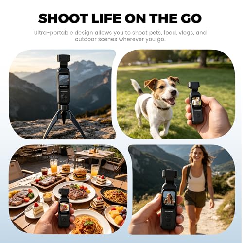 Kaysunlink 1080P Camera Vlog avec Objectif Rotatif à 270°, Caméra Portable avec écran tactile et Wi-Fi, 5 Heures d'autonomie, Caméra Vlog avec Carte de 64 Go, Noir