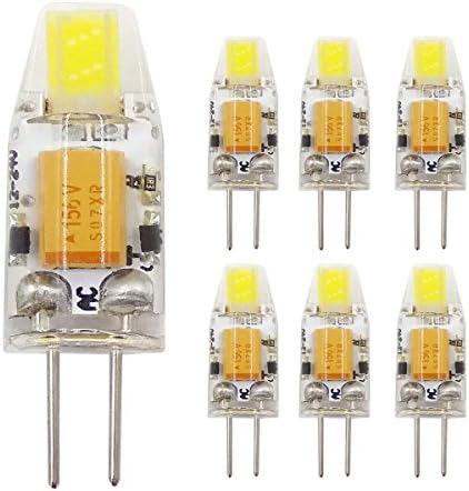 G4 Capsule COB LED Light Bulb 1W (10W T3 Halogen Bulbs),12V AC/DC Non-Dimmable,6 Pack (Cool White 6000K)