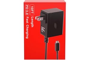 ZYHKJYL 10FT Charger for Nintendo Switch Fast Charging AC Power Supply Adapter for Nintendo Switch/LITE/OLED/Support Switch TV Dock Mode 15V 2.6A USB C Charger