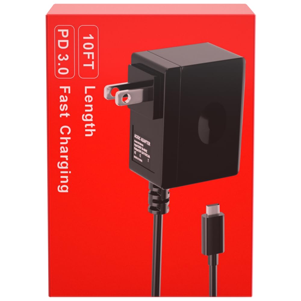 Photo 1 of 10FT Charger for Nintendo Switch Fast Charging AC Power Supply Adapter for Nintendo Switch/LITE/OLED/Support Switch TV Dock Mode 15V 2.6A USB C Charger